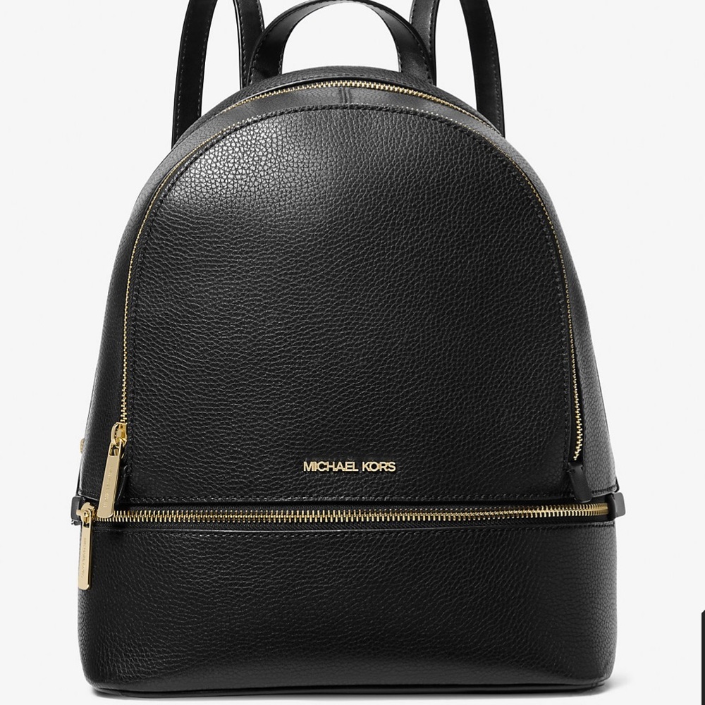 Michael Kors Rhea Medium Pebbled Leather Backpack Black